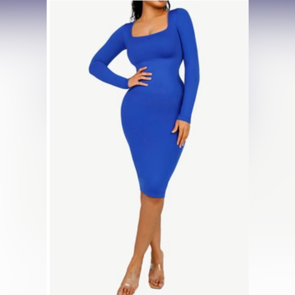 Shapellx Seamless Shaping Long Sleeve Bodycon Dress, Blue, Sz XS / S, NWOT 💙